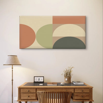 Abstract Geometric Neutral Shapes Wall Art Canvas Office Home Framed 120x60cm