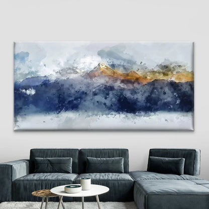 Blue & Green Abstract Nature Wall Art Canvas Office Home Room Framed 120x60cm