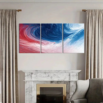 3pcs Red Blue White Abstract Swirl Art   Wall Art Set Canvas Framed 40x60cm - High Quality Print 100% Australian Made Wall Canvas Ready to Hang