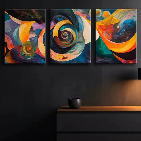 3pcs Colorful Abstract Painting Colorful Perfect Wall Art Set Canvas Unframed - High Quality Print 100% Australian Made Wall Canvas - Bella Home Decor