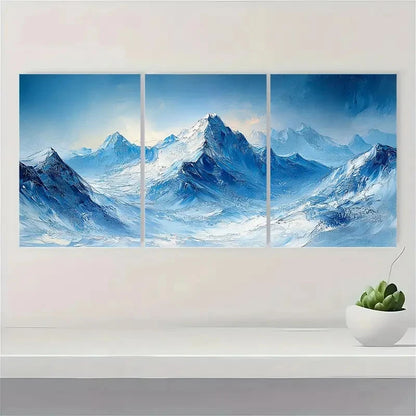 .3pcs Abstract Snowy Mountain DF y    Wall Art Set Canvas Framed 50x70cm - High Quality Print 100% Australian Made Wall Canvas Ready to Hang