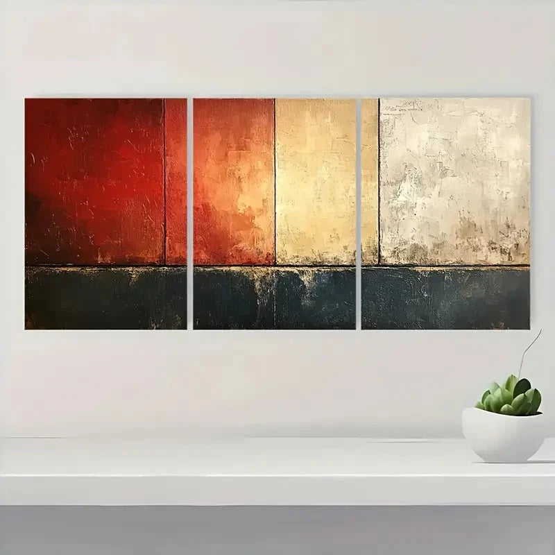 3pcs Brown & Beige Geometric Abstract Texture A   Wall Art Set Canvas Framed 60x90cm - High Quality Print 100% Australian Made Wall Canvas Ready to Hang - Bella Home Decor