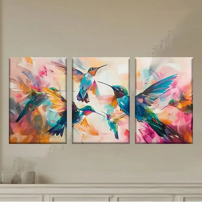 3pcs Hummings in Flight Wall Art Set Canvas Unframed - High Quality Print 100% Australian Made Wall Canvas - Bella Home Decor