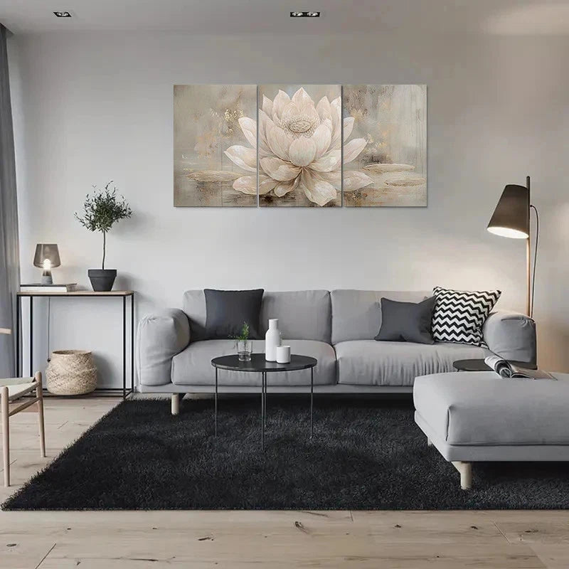 3pcs Abstract for Lotus Flower Modern Metal Print Ready to Hang Art - Bella Home Decor