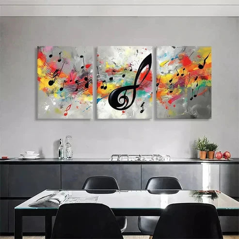 3pcs Colorful Musical Notes Abstract Perfect Wall Art Canvas Unframed - High Quality Print 100% Australian Made Wall Canvas - Bella Home Decor