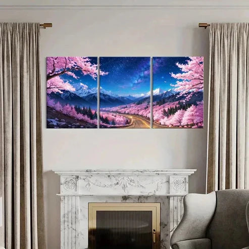 3pcs Mount Fuji Cherry Blossoms Sakura  Wall Art Set Canvas Unframed - High Quality Print 100% Australian Made Wall Canvas