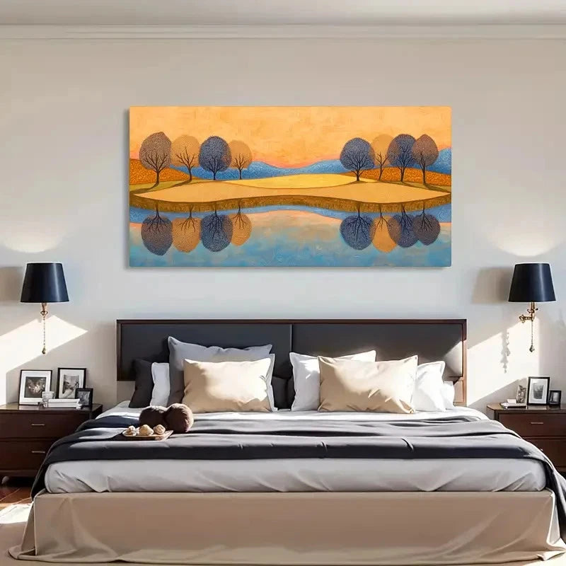 Abstract Trees Geometric Wall Art Canvas Office Home Room Framed 120x60cm
