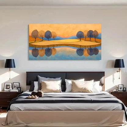 Abstract Trees Geometric Wall Art Canvas Office Home Room Framed 120x60cm