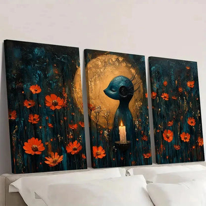 3pcs Candle Holder Fine Art E  Wall Art Set Canvas Framed 40x60cm - High Quality Print 100% Australian Made Wall Canvas Ready to Hang - Bella Home Decor
