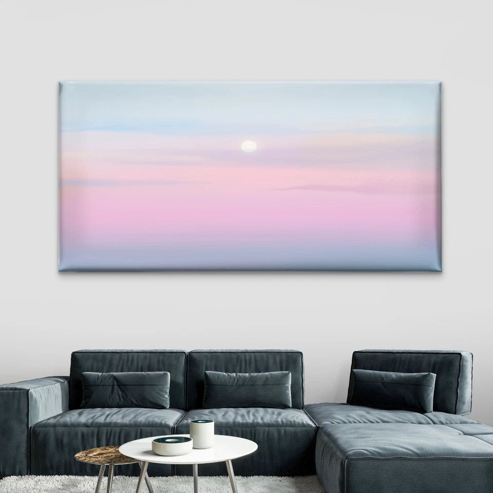 Sunset Background Pastel Sky Wall Art Canvas Office Home Room Framed 120x60cm - Bella Home Decor