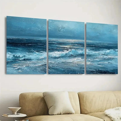 3pcs Ocean, Seascape Wall Art Set Canvas Framed 40x60cm - High Quality Print 100% Australian Made Wall Canvas Ready to Hang