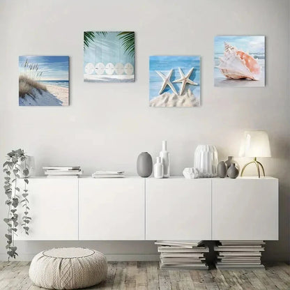 4pcs Starfish Ocean Collection Beach picture  Wall Art Canvas Framed
