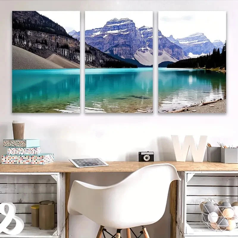 3pcs Louise in Banff National Park Ab, Canada Wall Art Set Canvas Framed 50x70cm - High Quality Print 100% Australian Made Wall Canvas Ready to Hang