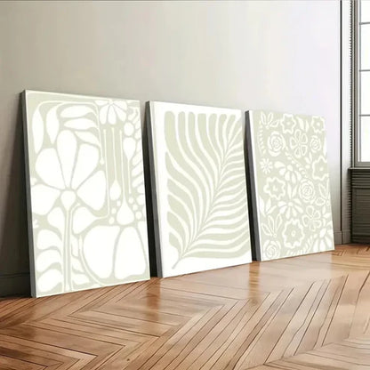 3pcs Abstract Botanical Art Florals & Leaves Green Wall Art Set Canvas Unframed - High Quality Print 100% Australian Made Wall Canvas - Bella Home Decor