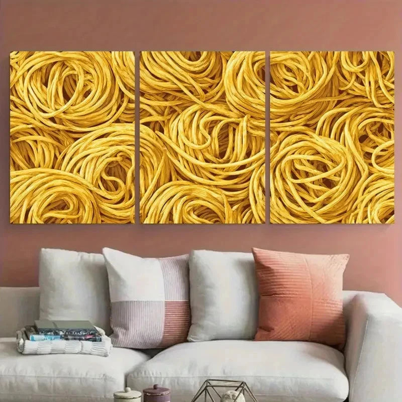 3pcs Spaghetti Art Pasta Is My Love Prefect  Wall Art Set Canvas Framed 60x90cm - High Quality Print 100% Australian Made Wall Canvas Ready to Hang