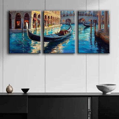 3pcs Home The Venetian Resort Blue Ocean Perfect Wall Art Set Canvas Unframed - High Quality Print 100% Australian Made Wall Canvas