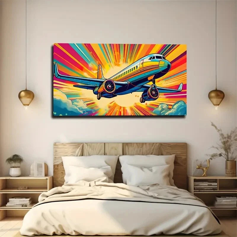 Gorgeous Civil Aircraft Wall Art Canvas Office Home Room Framed 120x60cm
