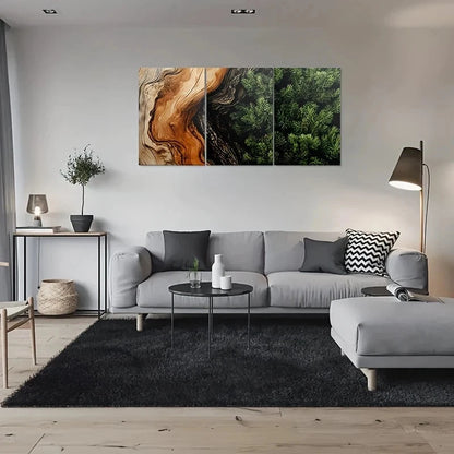 3pcs Abstract Bark and Lush Greenery Metal Print Ready to Hang Art - Bella Home Decor