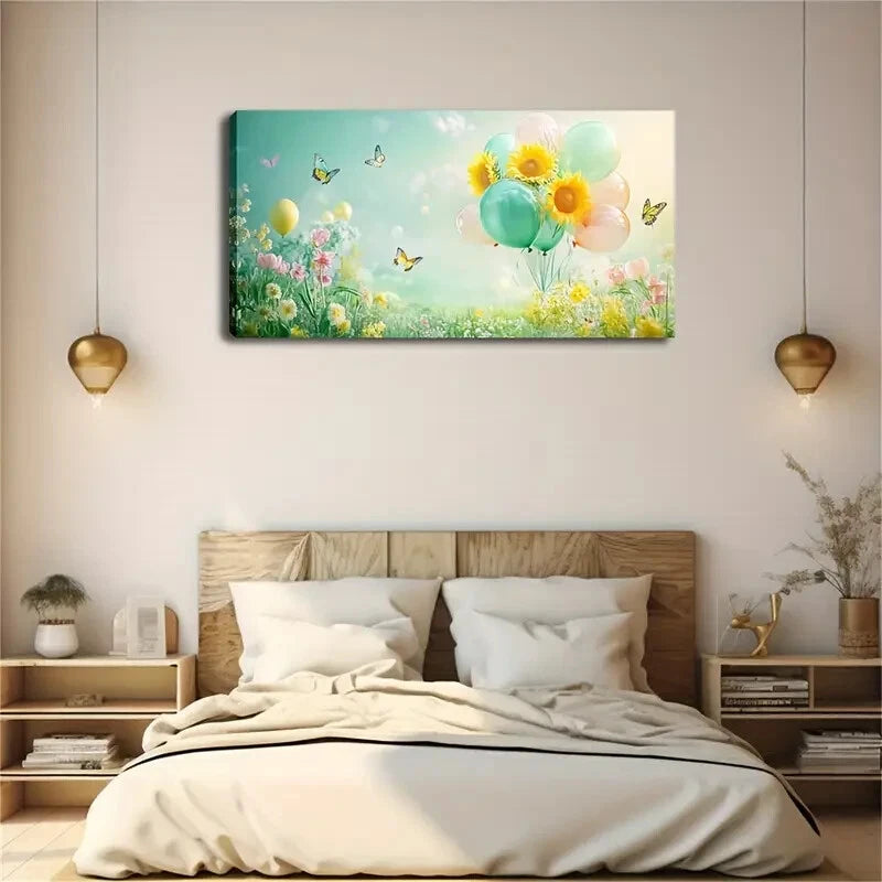 Colorful Balloons Blooming Wall Art Canvas Office Home Room Framed 120x60cm - Bella Home Decor