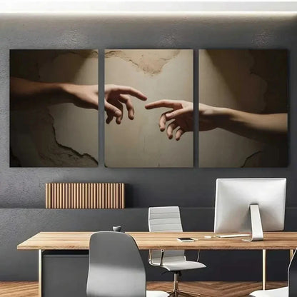 3pcs Hands Creation, Classic Style   Wall Art Set Canvas Framed 60x90cm - High Quality Print 100% Australian Made Wall Canvas Ready to Hang