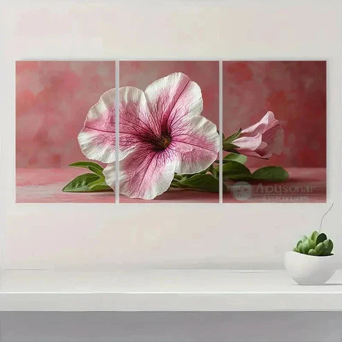 3pcs Pink & White Floral Petunia Art Y Wall Art Set Canvas Unframed – High Quality Print 100% Australian Made Wall Canvas - Bella Home Decor