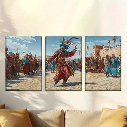 3pcs Mysterious Oriental Performer Wall Art Set Canvas Framed 50x70cm - High Quality Print 100% Australian Made Wall Canvas Ready to Hang