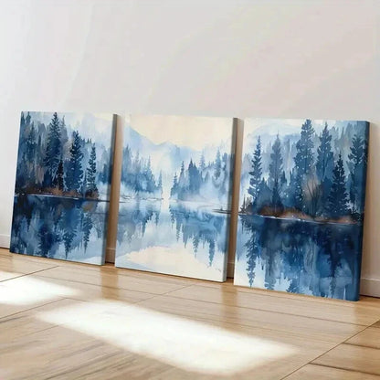 3pcs Serene Forest and Mountain Scenery Wall Art Set Canvas Framed 60x90cm - High Quality Print 100% Australian Made Wall Canvas Ready to Hang - Bella Home Decor