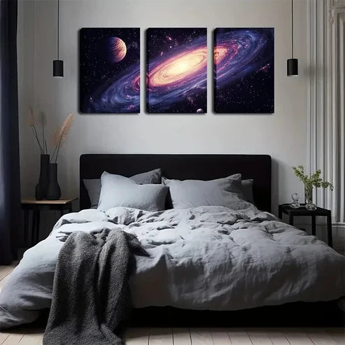 3pcs Romantic Purple Charm Nebula Modern Wall Art Canvas Unframed - High Quality Print 100% Australian Made Wall Canvas