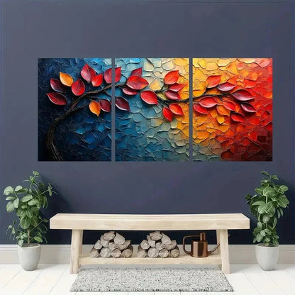 3pcs Modern Abstract Colorful Leaf Tree Wall Art Set Canvas Framed 60x90cm - High Quality Print 100% Australian Made Wall Canvas Ready to Hang - Bella Home Decor