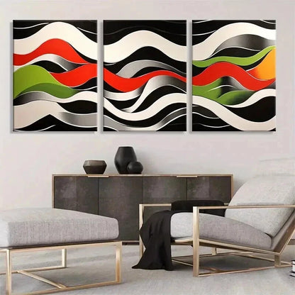 3pcs Modern Abstract Wave Geometric Perfect Wall Art Set Canvas Framed 40x60cm - High Quality Print 100% Australian Made Wall Canvas Ready to Hang