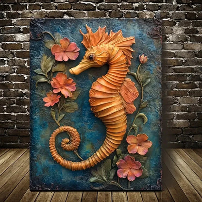 Beautiful Featuring a Seahorse Painting  40x60cm Metal Print Ready to Hang - Bella Home Decor