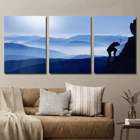 3pcs Artistic Climber Silhouette Perfect Wall Art Canvas Unframed - High Quality Print 100% Australian Made Wall Canvas - Bella Home Decor
