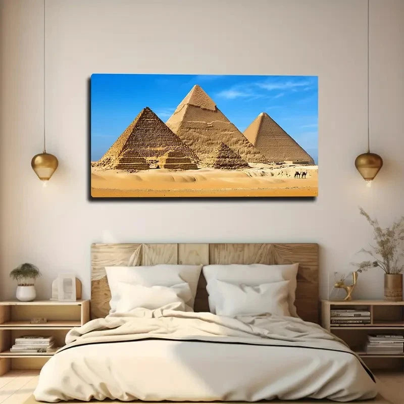 Egyptian Pyramids Desert  Wall Art Canvas Office Home Room Framed 120x60cm
