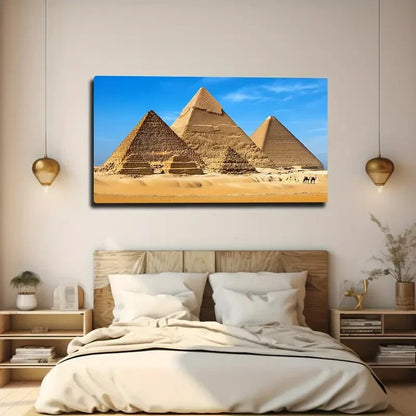 Egyptian Pyramids Desert  Wall Art Canvas Office Home Room Framed 120x60cm