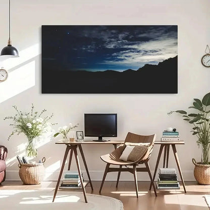 Silhouette Of Mountians Decor Wall Art Canvas Office Home Room Framed 120x60cm