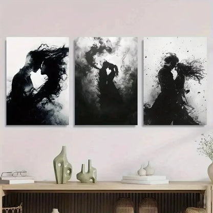3pcs Abstract Black White Couple Kiss Perfect Wall Art Set Canvas Framed 60x90cm - High Quality Print 100% Australian Made Wall Canvas Ready to Hang - Bella Home Decor