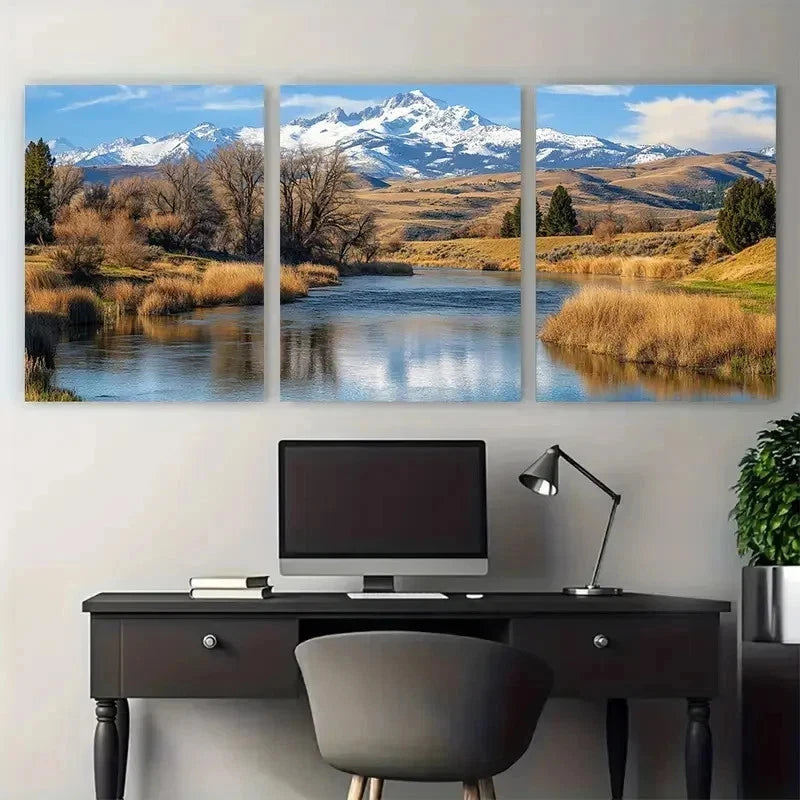3pcs Rustic Gem State Scenic River Perfect  Wall Art Set Canvas Framed 60x90cm - High Quality Print 100% Australian Made Wall Canvas Ready to Hang