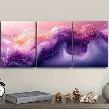 3pcs Purple and light blue Wall Art Set Canvas Framed 60x90cm - High Quality Print 100% Australian Made Wall Canvas Ready to Hang