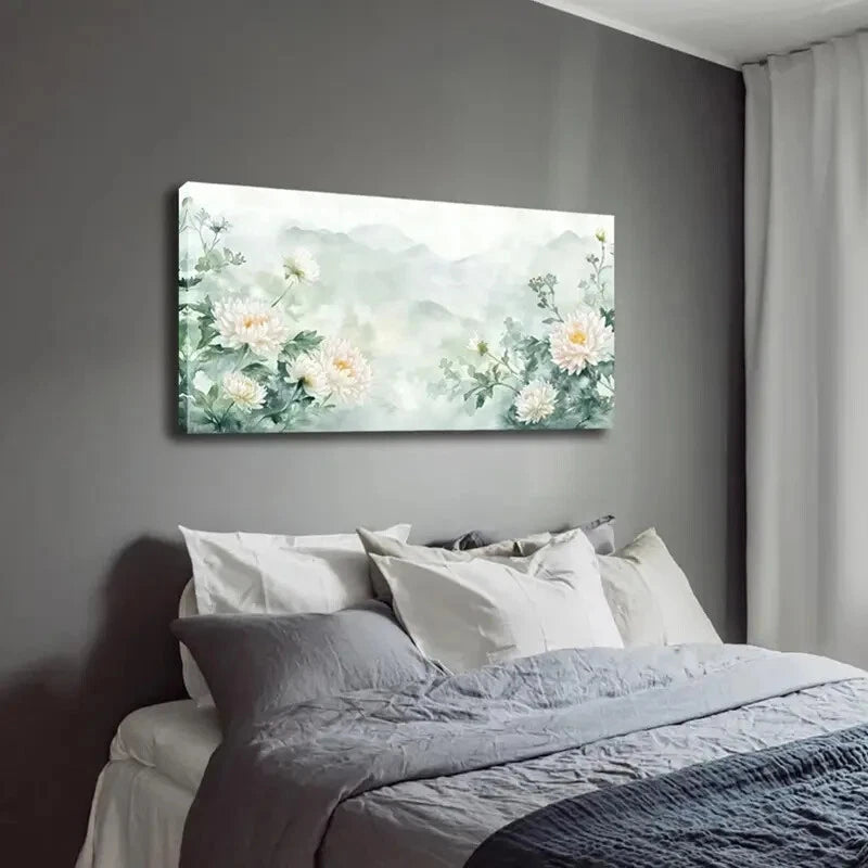 Blooming White Daisies Décor Wall Art Canvas Office Home Room Framed 120x60cm - Bella Home Decor