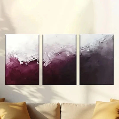 3pcs  painting of a white and purple background  Wall Art Set Canvas Framed 40x60cm - High Quality Print 100% Australian Made Wall Canvas Ready to Hang - Bella Home Decor