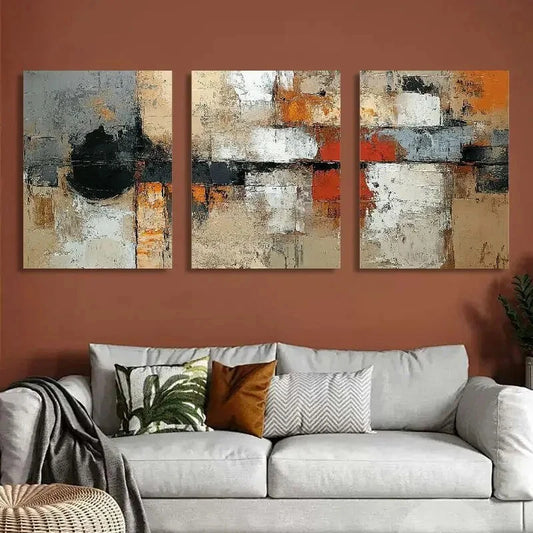 3pcs Abstract Geometric Modern Wall Art Set Canvas Framed 50x70cm - High Quality Print 100% Australian Made Wall Canvas Ready to Hang