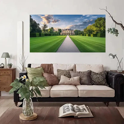 Luxury Mansion & Gardens Wall Art Canvas Office Home Room Framed 120x60cm