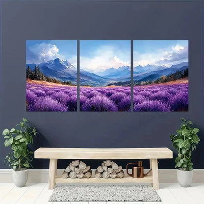 3pcs Lavender Valley Oregon Mountain Perfect Wall Art Set Canvas Framed 60x90cm - High Quality Print 100% Australian Made Wall Canvas Ready to Hang - Bella Home Decor