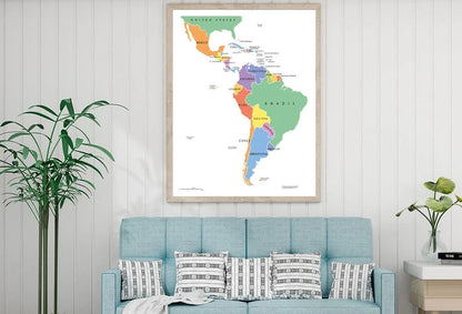 Latin America Single States Polit map with details 91x61cm poster AU