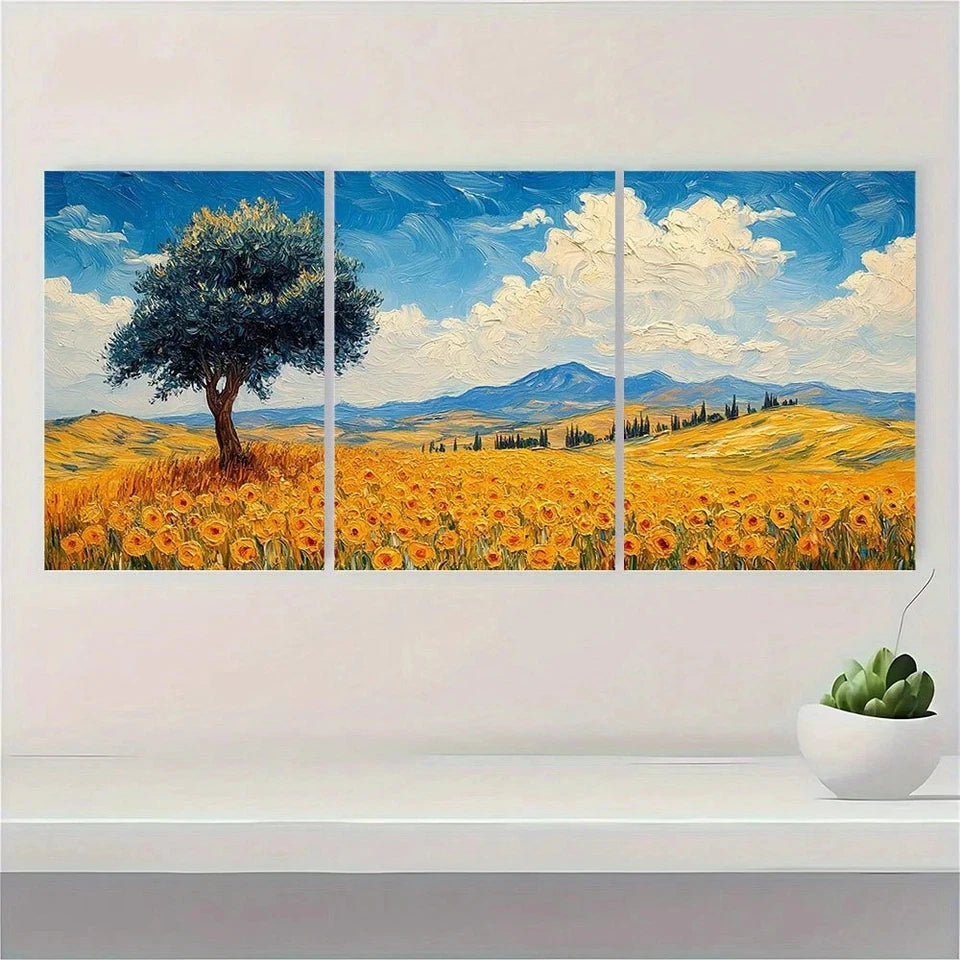3pcs Farmhouse Classic Style Oil Painting Metal Print Ready to Hang Art - Bella Home Decor