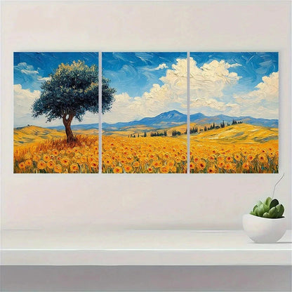 3pcs Farmhouse Classic Style Oil Painting Metal Print Ready to Hang Art - Bella Home Decor