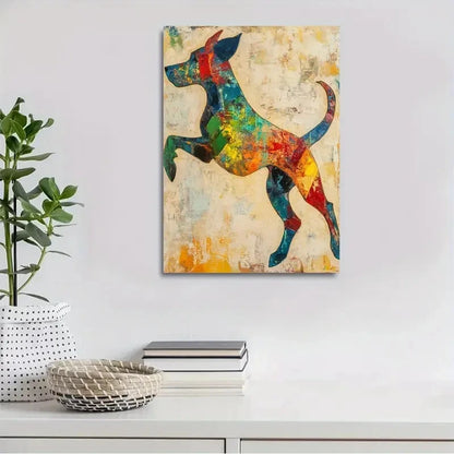 Beautiful Abstract Art Running Dog Painting 40x60cm Metal Print Ready to Hang - Bella Home Decor
