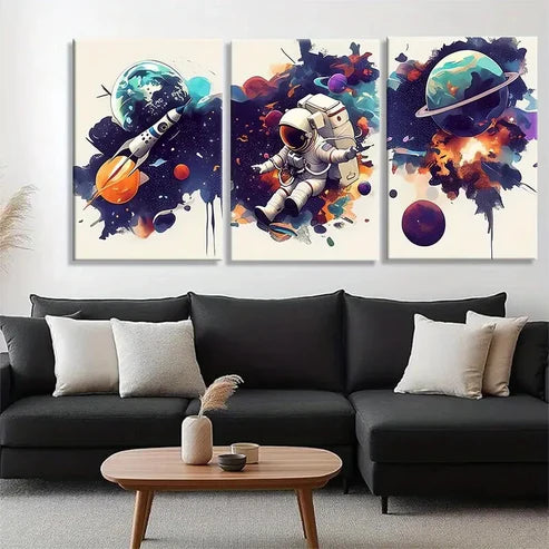 3pcs Vibrant Space Exploration Colorful Perfect Wall Art Canvas Unframed - High Quality Print 100% Australian Made Wall Canvas