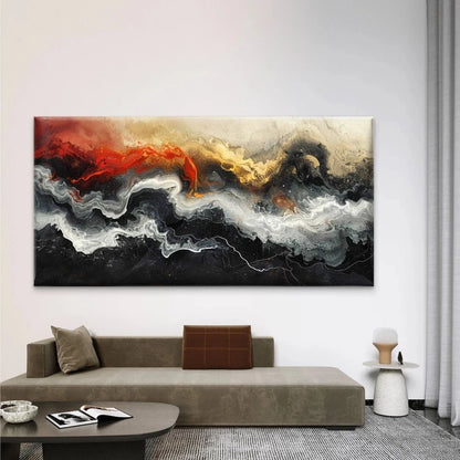 Abstract Vibrant Color Waves Wall Art Canvas Office Home Room Framed 120x60cm