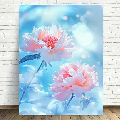 Beautiful Pastel Pink & Blue Design Painting 40x60cm Metal Print Ready to Hang - Bella Home Decor